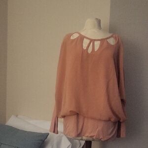 Joseph A Soft Peach Blouse with Cutout Details